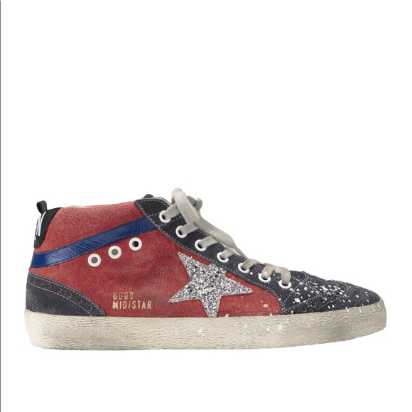 Golden Goose Shoes - GOLDEN GOOSE blue and red mid ride sneakers